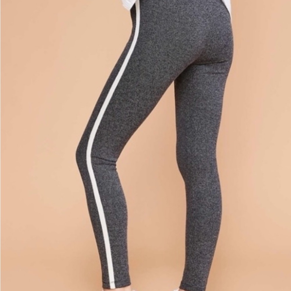 LOFT Lou & Grey Charcoal Tweed Legging Pants with White Stripe